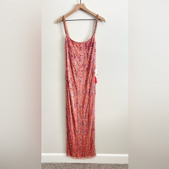 Mac Duggal SLEEVELESS EMBELLISHED SEQUIN SLIP GOWN Pink Size 8 - Picture 1 of 14